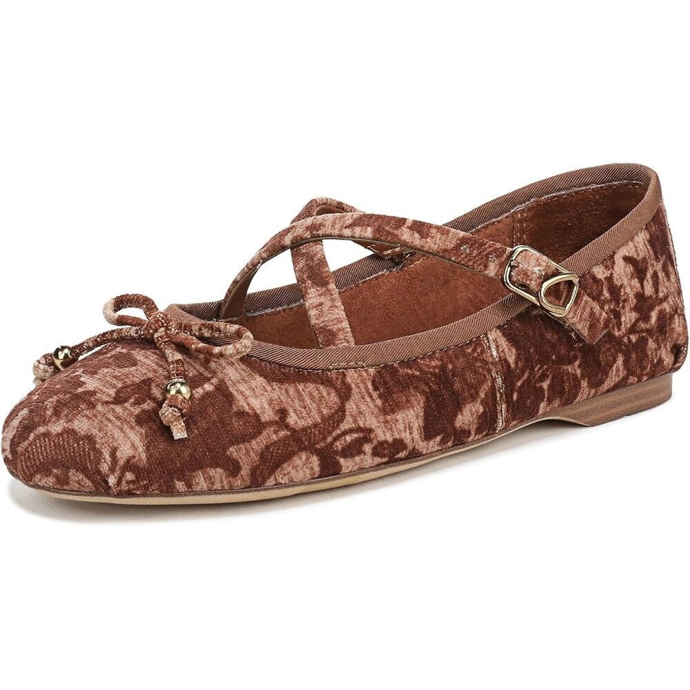 Circus NY by Sam Edelman Women's Cognac Multi Polyester Cross Strap Ballet Flat